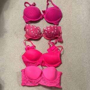 Women's Pink Lace Bra Set